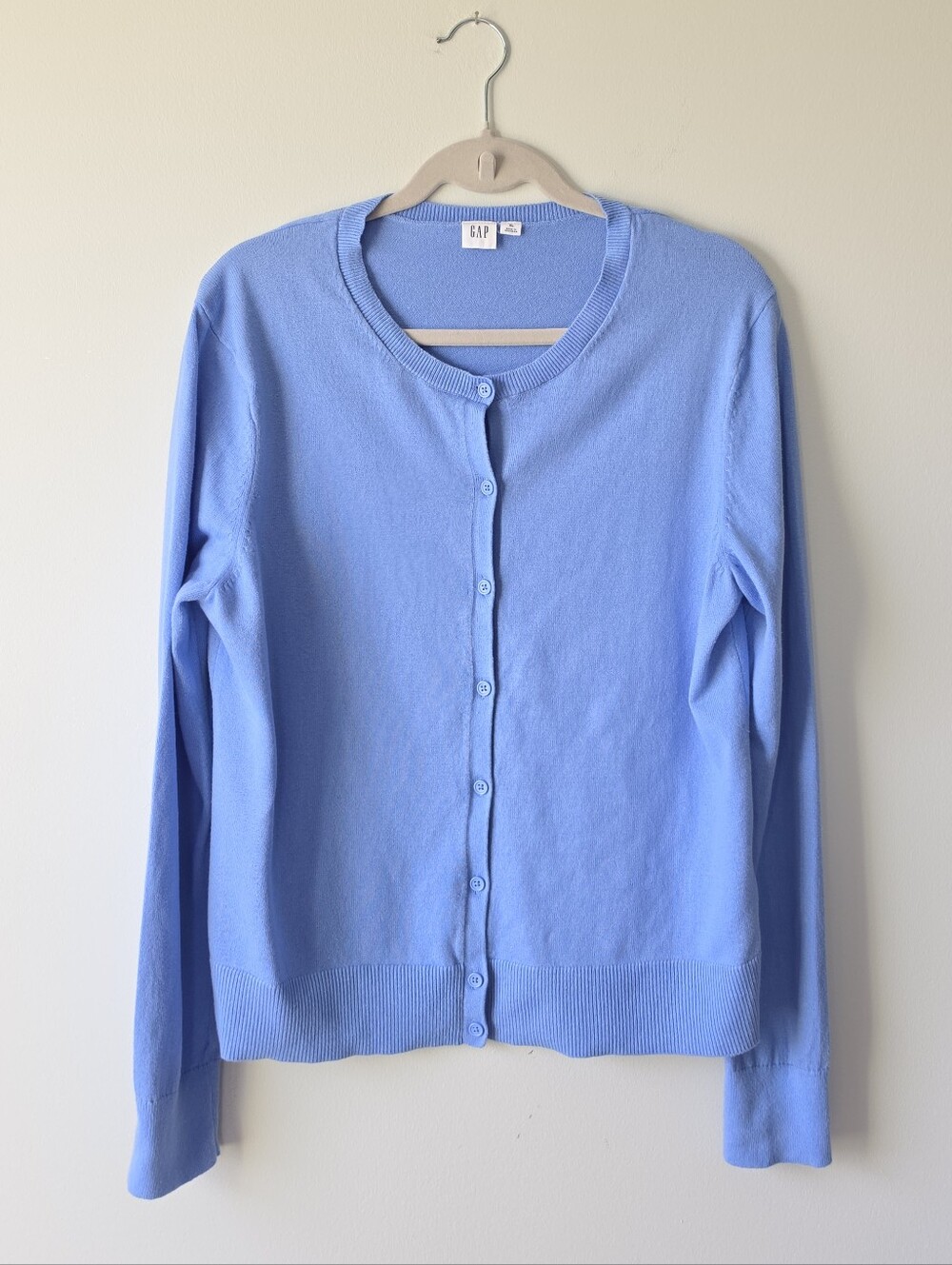 GAP Sky Blue Button-Up Crewneck Cardigan
